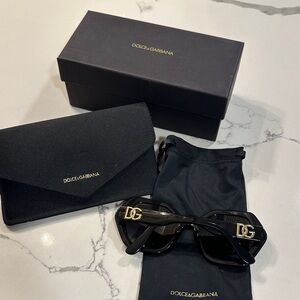 Dolce & Gabbana Black Sunglasses with Gold Logo